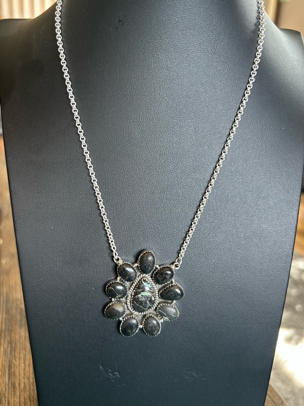 Blackjack Turquoise Sterling Silver Pendant Necklace Southwest